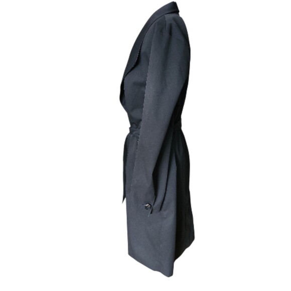 Badgley Mischka Belted Trench Coat Womens M Black Preppy Old Money Minimalist - Picture 2 of 9